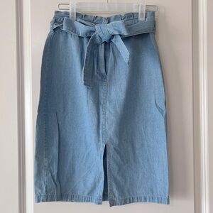 Forever 21 Denim Blue Pencil Skirt with Removable tie front belt